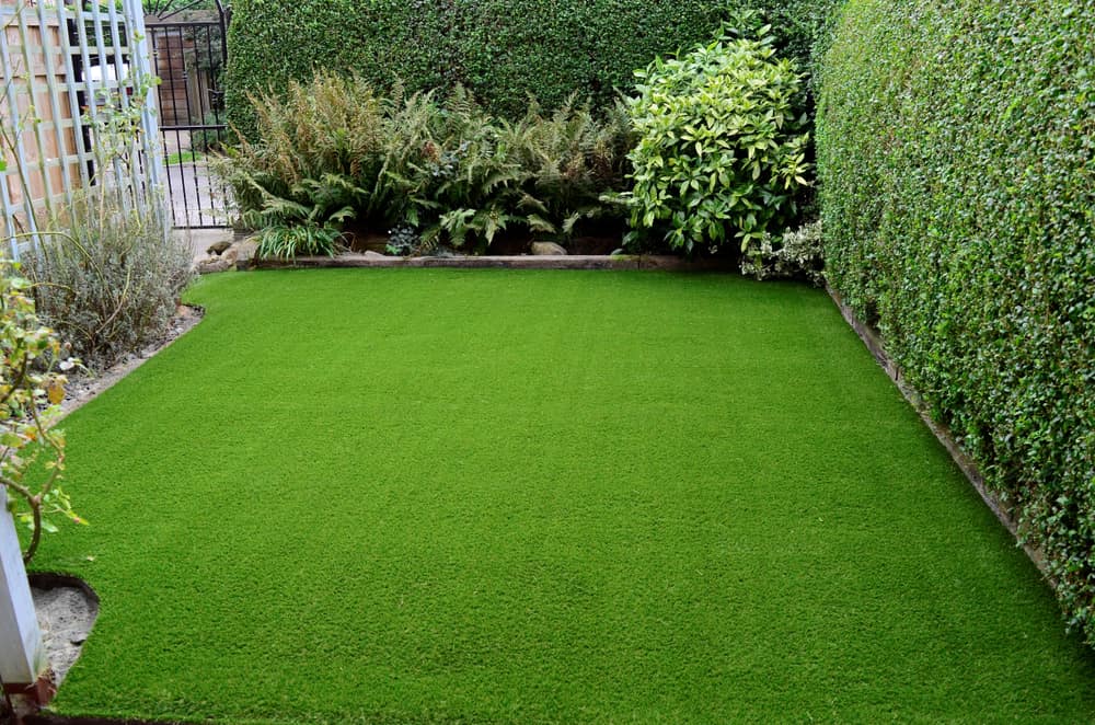 artificial grass with plant border
