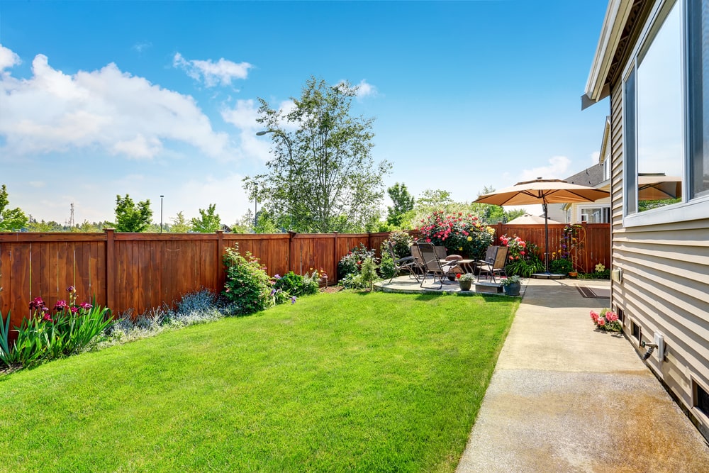 lawn with plant border