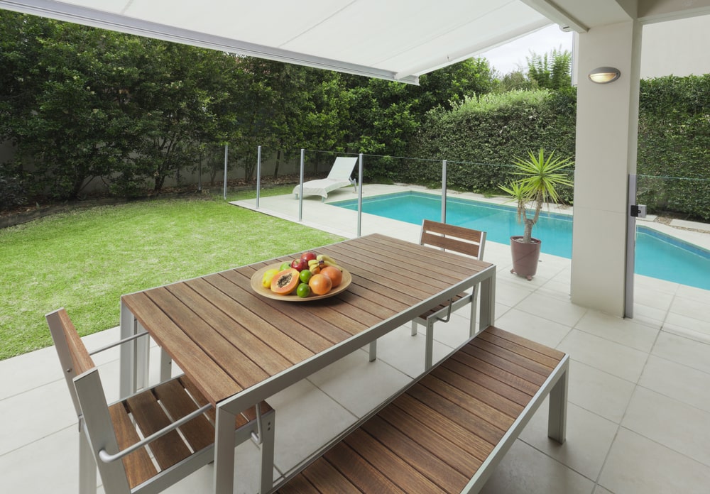 sleek poolside patio