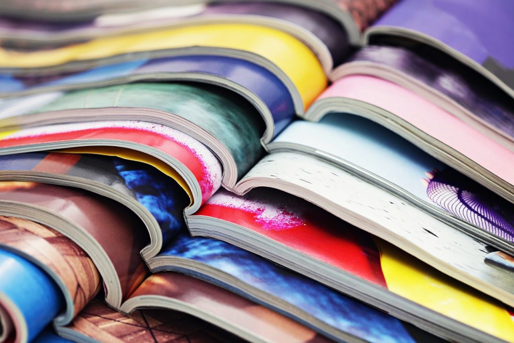 Glossy magazine pages