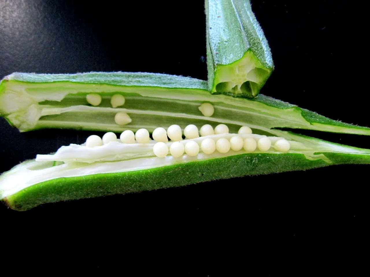 Okra seeds inside an okra
