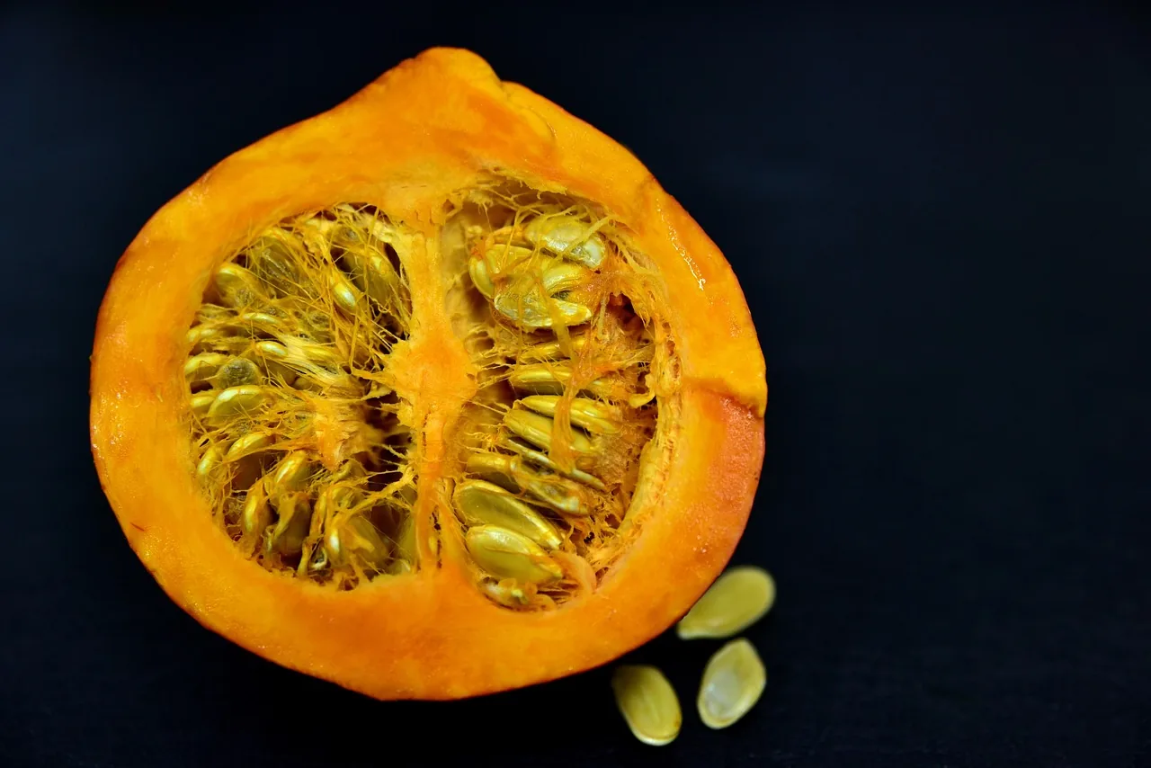 Half a pumpkin with seeds